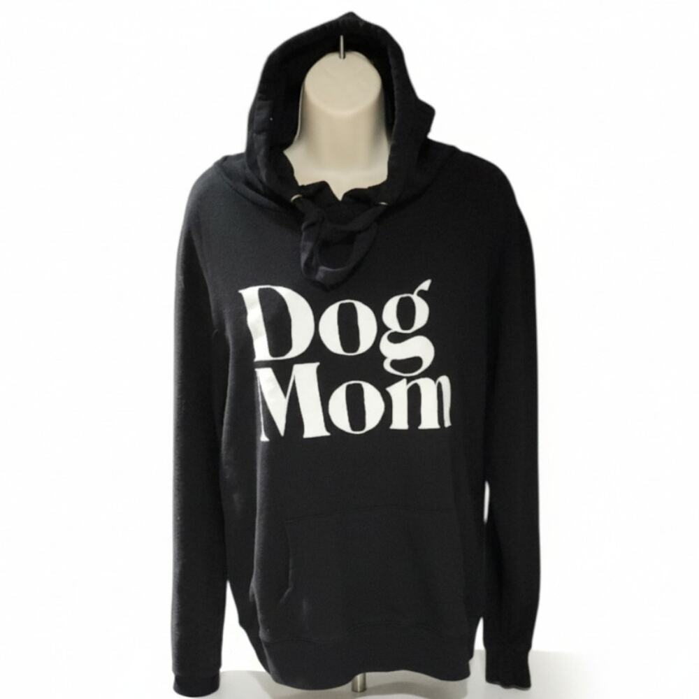 CHRLDR Dog Mom Hoodie M Black Graphic Pullover Pima Cotton Sweatshirt
